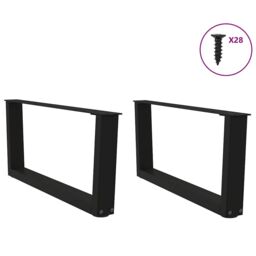 Berkfield Home Dining Table Legs V-Shape 2 pcs Black 70x(30-31.3) cm Steel - thumbnail 3