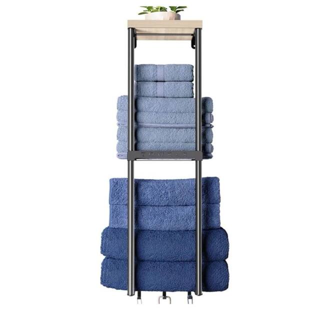 Havendro Bathroom Rolled Towel Holder Wall Mounted 81cm in Black - Size: 50 cm x 80 cm - image 1