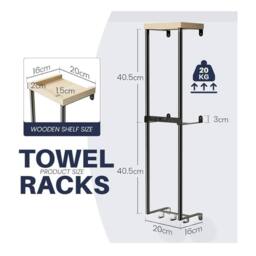 Havendro Bathroom Rolled Towel Holder Wall Mounted 81cm in Black - Size: 50 cm x 80 cm - thumbnail 2
