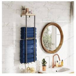 Havendro Bathroom Rolled Towel Holder Wall Mounted 81cm in Black - Size: 50 cm x 80 cm - thumbnail 7