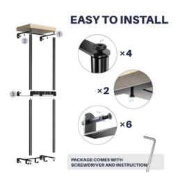 Havendro Bathroom Rolled Towel Holder Wall Mounted 81cm in Black - Size: 50 cm x 80 cm - thumbnail 6