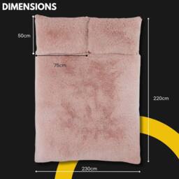 Smart Living Luxury Long Pile Faux Fur Duvet Cover with Pillowcases in Pink - Size: King - thumbnail 2
