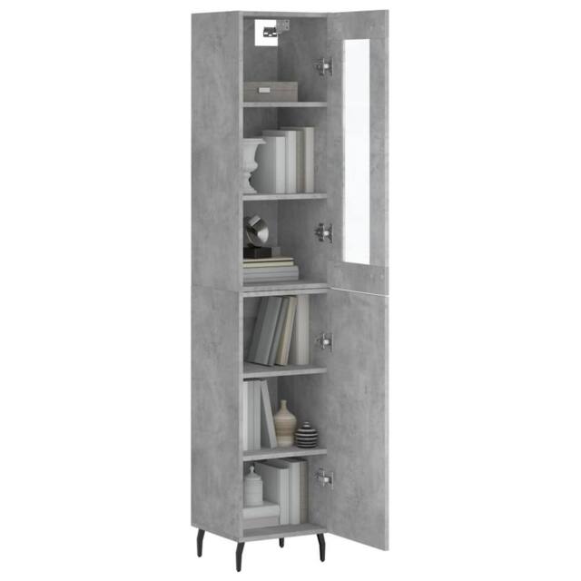 Berkfield Home Highboard Concrete Grey 34.5x34x180 cm Engineered Wood - image 1
