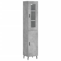 Berkfield Home Highboard Concrete Grey 34.5x34x180 cm Engineered Wood - thumbnail 3