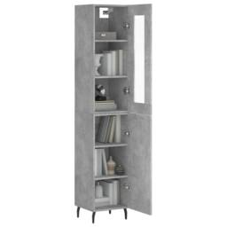 Berkfield Home Highboard Concrete Grey 34.5x34x180 cm Engineered Wood - thumbnail 1