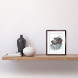 "Artery8 Wall Art Print German Wirehead Pointer Dog Nature Spirit Animal Modern Multicoloured Artwork Framed 9X7 Inch in Brown - Size: W7"" x H9""" - thumbnail 2