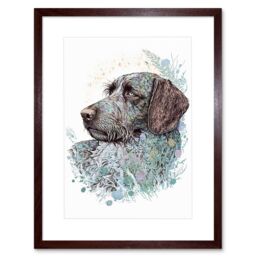 "Artery8 Wall Art Print German Wirehead Pointer Dog Nature Spirit Animal Modern Multicoloured Artwork Framed 9X7 Inch in Brown - Size: W7"" x H9""" - thumbnail 1