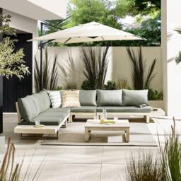 FurnitureboxUK Brisa Solid Wood 8 Seat Outdoor Sofa Set in Off-White - thumbnail 2