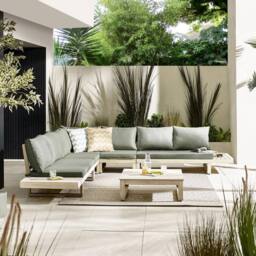 FurnitureboxUK Brisa Solid Wood 8 Seat Outdoor Sofa Set in Off-White - thumbnail 3
