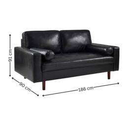 Cheshire Henley Black Faux Leather 3 Seater Sofa - thumbnail 4