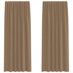 Berkfield Home Voile Curtains with Rod Pockets 2 pcs Light Brown - thumbnail 1