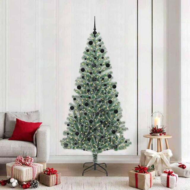 Berkfield Home Artificial Christmas Tree Snow Flocked with LED Light 210 cm in Green - image 1