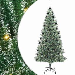 Berkfield Home Artificial Christmas Tree Snow Flocked with LED Light 210 cm in Green - thumbnail 2