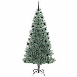 Berkfield Home Artificial Christmas Tree Snow Flocked with LED Light 210 cm in Green - thumbnail 4