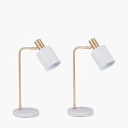 Ruma Set of 2 Biba Marble Footed White & Gold Table Lamp - thumbnail 3