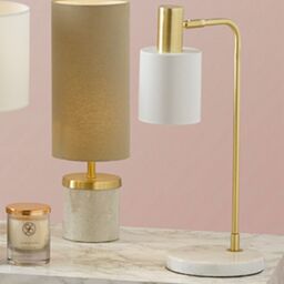 Ruma Set of 2 Biba Marble Footed White & Gold Table Lamp - thumbnail 5
