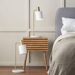 Ruma Set of 2 Biba Marble Footed White & Gold Table Lamp