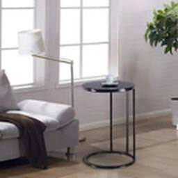 Havendro C-Shape Sofa Bed End Portable Small Couch Table Black - thumbnail 1