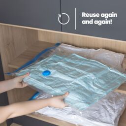 FINEWAY 8-Pack Reusable Vacuum Storage Bags - 50x70cm in Clear - Size: 50x70 cm - thumbnail 2