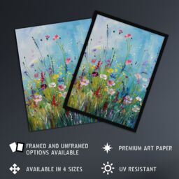 "Artery8 Delicate Wildflower Meadow Floral Painting Wall Art Print in Blue - Size: W18"" x H24""" - thumbnail 2