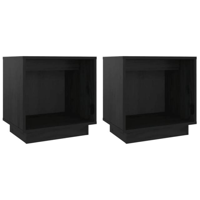 Berkfield Home Bedside Cabinets 2 pcs Black 40x30x40 cm Solid Wood Pine - Size: 40 x 30 x 40 cm - image 1