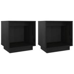 Berkfield Home Bedside Cabinets 2 pcs Black 40x30x40 cm Solid Wood Pine - Size: 40 x 30 x 40 cm - thumbnail 1