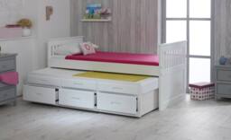 Captains Solid Wooden Underbed Guest Bed with Storage - Waxed & White - Size: Single - thumbnail 3