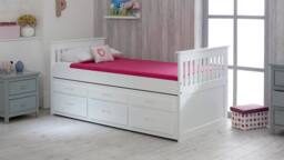 Captains Solid Wooden Underbed Guest Bed with Storage - Waxed & White - Size: Single - thumbnail 4