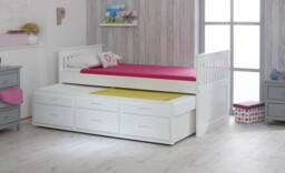 Captains Solid Wooden Underbed Guest Bed with Storage - Waxed & White - Size: Single - thumbnail 2