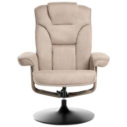 Wyld and Coco Recliner Armchair with Swivel and Footstool - Taupe Polyester in Beige - thumbnail 6