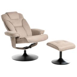 Wyld and Coco Recliner Armchair with Swivel and Footstool - Taupe Polyester in Beige - thumbnail 2