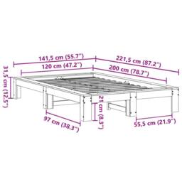 Berkfield Home Bed Frame without Mattress Wax Brown 120x200 cm Solid Wood Pine - Size: Small Double - thumbnail 8
