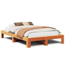 Berkfield Home Bed Frame without Mattress Wax Brown 120x200 cm Solid Wood Pine - Size: Small Double - thumbnail 1