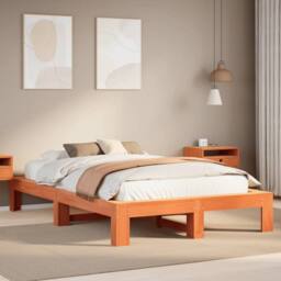 Berkfield Home Bed Frame without Mattress Wax Brown 120x200 cm Solid Wood Pine - Size: Small Double - thumbnail 2