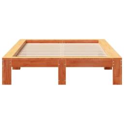 Berkfield Home Bed Frame without Mattress Wax Brown 120x200 cm Solid Wood Pine - Size: Small Double - thumbnail 4