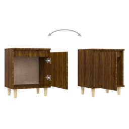 Berkfield Home Sturdy Bed Cabinet with Solid Wood Legs Brown Oak 40x30x50 cm - Size: 40 x 30 x 50 cm - thumbnail 7