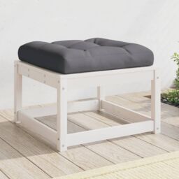 Berkfield Home Garden Footstool with Cushions White Solid Wood Pine