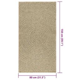 Berkfield Home Rug ZIZUR Beige 80x150 cm Jute Look Indoor & Outdoor - Size: Medium - thumbnail 9
