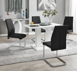 FurnitureboxUK Imperia 4 Seater Modern White High Gloss Rectangular Dining Table & 4 Milan Faux Leather Chairs in Grey - thumbnail 2