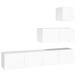 Berkfield Home 4 Piece TV Cabinet Set White Engineered Wood - thumbnail 2