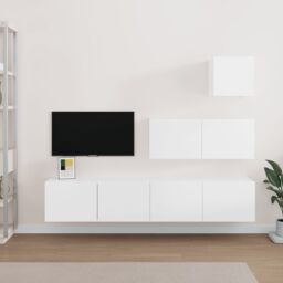 Berkfield Home 4 Piece TV Cabinet Set White Engineered Wood - thumbnail 1