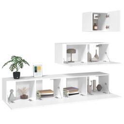 Berkfield Home 4 Piece TV Cabinet Set White Engineered Wood - thumbnail 4