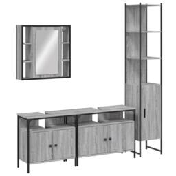 Berkfield Home Stylish 4 Piece Bathroom Cabinet Set Grey Sonoma Engineered Wood - thumbnail 3