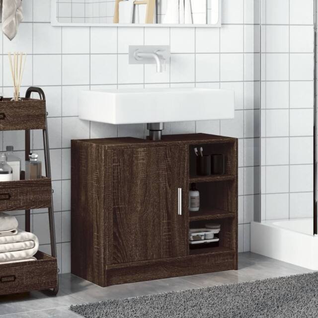 Berkfield Home Sink Cabinet Brown Oak 63x29x55 cm Engineered Wood - Size: 63 x 29 x 55 cm - image 1