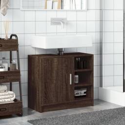 Berkfield Home Sink Cabinet Brown Oak 63x29x55 cm Engineered Wood - Size: 63 x 29 x 55 cm - thumbnail 1