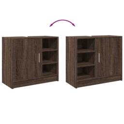 Berkfield Home Sink Cabinet Brown Oak 63x29x55 cm Engineered Wood - Size: 63 x 29 x 55 cm - thumbnail 8