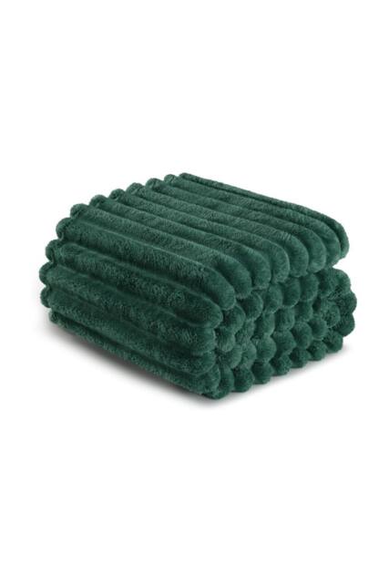 Dyzi Supersoft Ribbed Fleece Throw Blanket for Couch & Bed - Cozy Jacquard Home Blanket in Dark Green - Size: 150 cm x 200 cm - image 1
