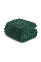 Dyzi Supersoft Ribbed Fleece Throw Blanket for Couch & Bed - Cozy Jacquard Home Blanket in Dark Green - Size: 150 cm x 200 cm - thumbnail 1