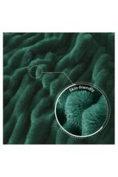 Dyzi Supersoft Ribbed Fleece Throw Blanket for Couch & Bed - Cozy Jacquard Home Blanket in Dark Green - Size: 150 cm x 200 cm - thumbnail 6