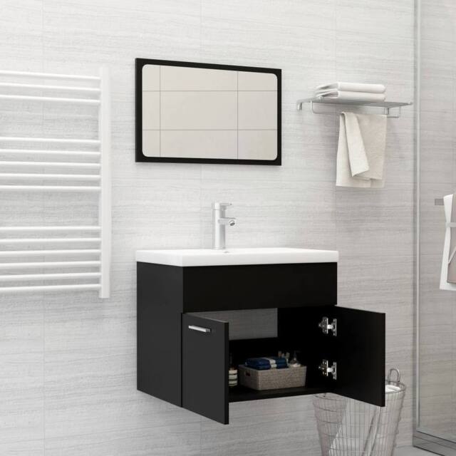 Berkfield Home Elegant Bathroom Furniture Set Black Engineered Wood - image 1